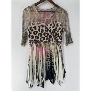 Pretty Woman XL Asymmetrical Multicolor Fairy y2k sheer lace Cheetah burn out